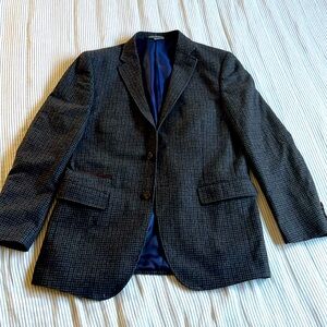 Johnston & Murphy wool blend brown/blue plaid Sport Coat